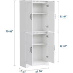 Farmhouse Kitchen Pantry Cabinet, 71 Tall Wood Pantry Storage Cabinet with 4 Doors & Adjustable Shelves, Cupboard for Dining Room Living Room