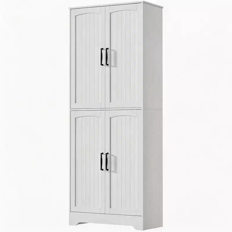 Farmhouse Kitchen Pantry Cabinet, 71 Tall Wood Pantry Storage Cabinet with 4 Doors & Adjustable Shelves, Cupboard for Dining Room Living Room