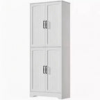 Farmhouse Kitchen Pantry Cabinet, 71 Tall Wood Pantry Storage Cabinet with 4 Doors & Adjustable Shelves, Cupboard for Dining Room Living Room