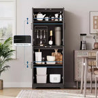 Farmhouse Kitchen Pantry Cabinet, 71 Tall Wood Pantry Storage Cabinet with 4 Doors & Adjustable Shelves, Cupboard for Dining Room Living Room