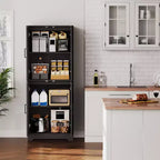 Farmhouse Kitchen Pantry Cabinet, 71 Tall Wood Pantry Storage Cabinet with 4 Doors & Adjustable Shelves, Cupboard for Dining Room Living Room