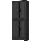 Farmhouse Kitchen Pantry Cabinet, 71 Tall Wood Pantry Storage Cabinet with 4 Doors & Adjustable Shelves, Cupboard for Dining Room Living Room