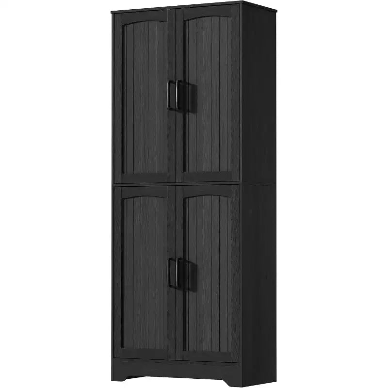 Farmhouse Kitchen Pantry Cabinet, 71 Tall Wood Pantry Storage Cabinet with 4 Doors & Adjustable Shelves, Cupboard for Dining Room Living Room