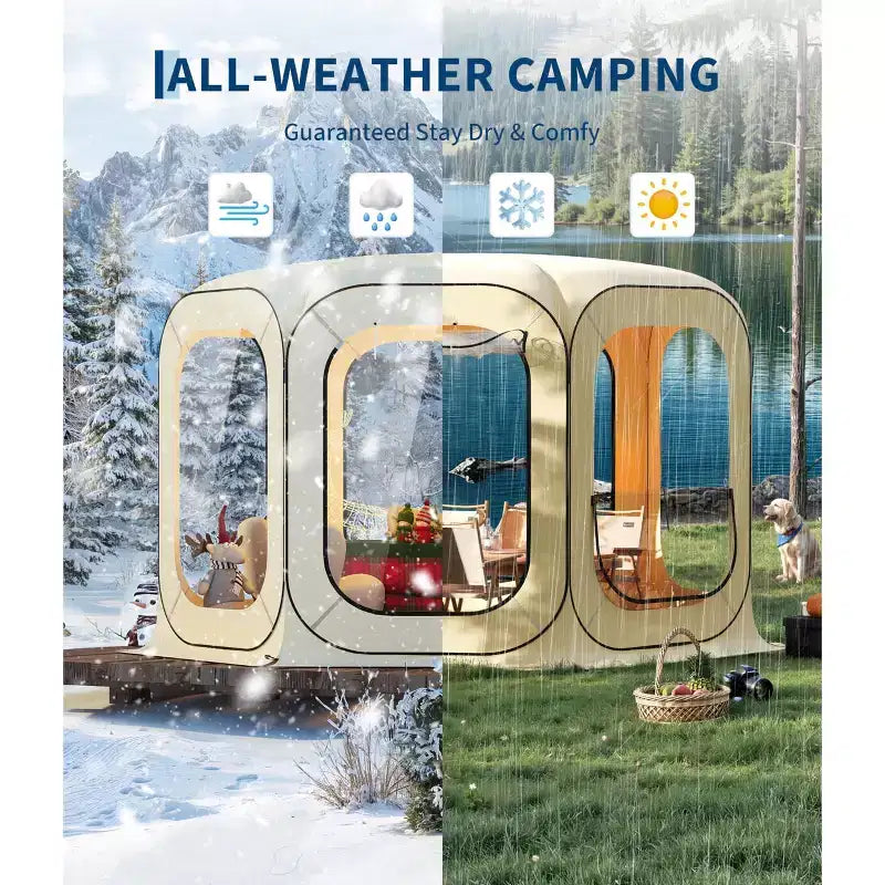All Weather Pop Up Bubble Tent Clear Rain Tent, Instant Camping Sun Shelter with Carry Bag for Patio Backyard Deck