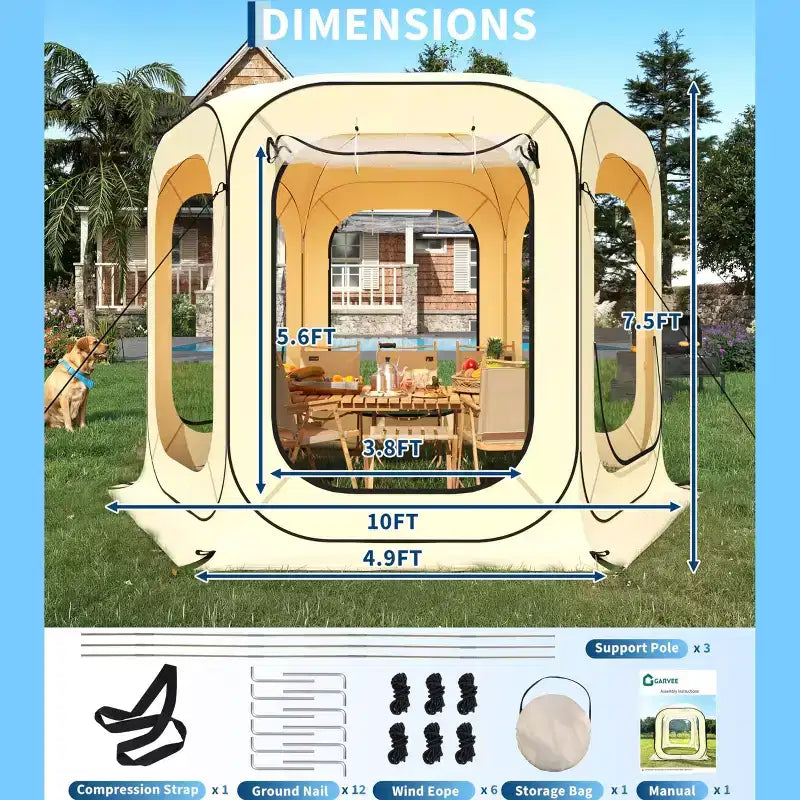 All Weather Pop Up Bubble Tent Clear Rain Tent, Instant Camping Sun Shelter with Carry Bag for Patio Backyard Deck