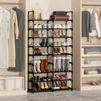 8-Tier Vertical Metal Shoe Rack with Adjustable Shelves, Space-Saving Tall Closet Organizer, Black