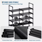 8-Tier Vertical Metal Shoe Rack with Adjustable Shelves, Space-Saving Tall Closet Organizer, Black