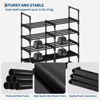 8-Tier Vertical Metal Shoe Rack with Adjustable Shelves, Space-Saving Tall Closet Organizer, Black