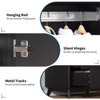 COZONY 71 Armoire Wardrobe Closet with Drawers, Modern Wooden Bedroom Storage Cabinet with Adjustable Shelves & Hanging Rod