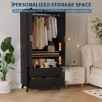 COZONY 71 Armoire Wardrobe Closet with Drawers, Modern Wooden Bedroom Storage Cabinet with Adjustable Shelves & Hanging Rod