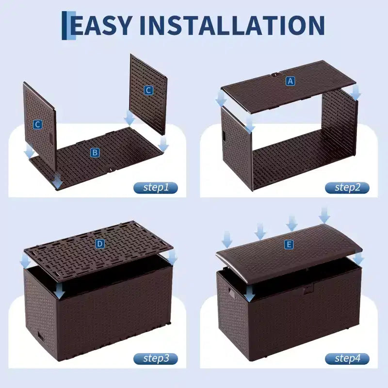 73 Gallon Waterproof Large Resin Deck Box Indoor Outdoor, Lockable Storage Container for Patio Furniture Cushions, Throw Pillows, Garden Tools