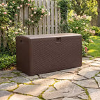 73 Gallon Waterproof Large Resin Deck Box Indoor Outdoor, Lockable Storage Container for Patio Furniture Cushions, Throw Pillows, Garden Tools