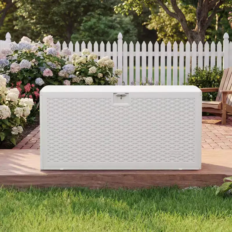73 Gallon Waterproof Large Resin Deck Box Indoor Outdoor, Lockable Storage Container for Patio Furniture Cushions, Throw Pillows, Garden Tools
