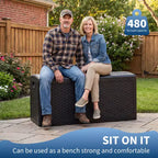 73 Gallon Waterproof Large Resin Deck Box Indoor Outdoor, Lockable Storage Container for Patio Furniture Cushions, Throw Pillows, Garden Tools