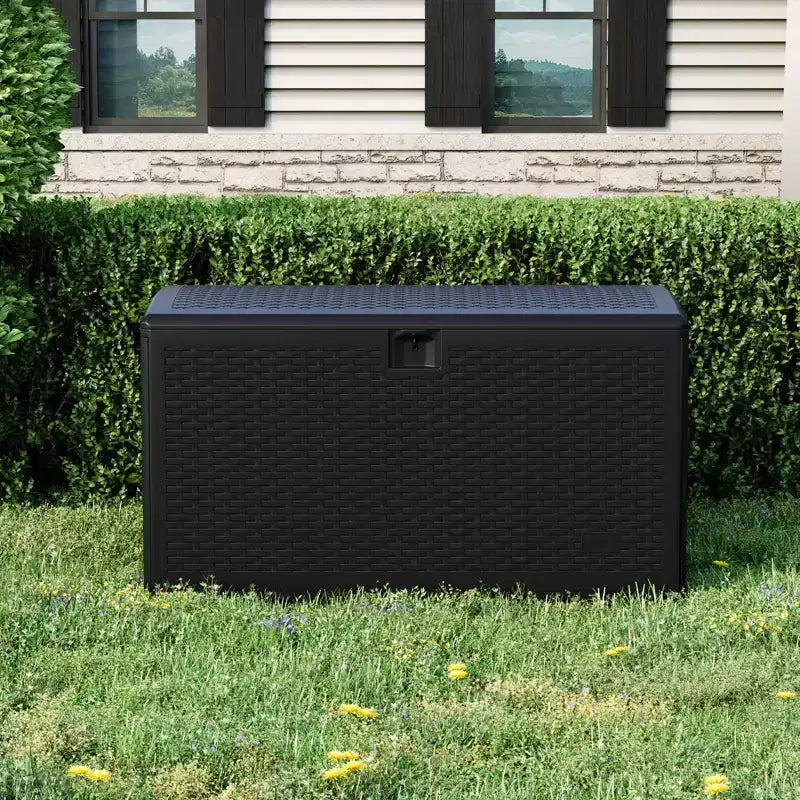 73 Gallon Waterproof Large Resin Deck Box Indoor Outdoor, Lockable Storage Container for Patio Furniture Cushions, Throw Pillows, Garden Tools