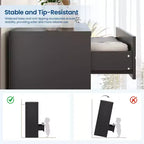 5 Drawer Wooden Dressers for Bedroom, Wood Chest of Drawers with Gold Handles for Closet, Modern Nightstand for Bedside, Storage Organizer Cabinet