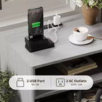 Modern Fluted Bedside Table Set of 2  Wood Bedside Table  2 Drawers & Open Storage Shelf  End Table with Outlets