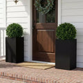 PexFix 2Pcs Metal Planter Boxes Rectangular Outdoor Planters with Drainage Holes & Insert Shelf Large Planter Pots for Porch Patio Garden Indoor Decor