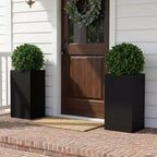 PexFix 2Pcs Metal Planter Boxes Rectangular Outdoor Planters with Drainage Holes & Insert Shelf Large Planter Pots for Porch Patio Garden Indoor Decor