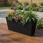 PexFix Tapered Metal Planter Box Black Outdoor Planters with Drainage Holes Large Flower Pots for Indoor Outdoor Patio Garden Commercial Cafe Decor