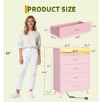Dresser with Charging Station  4-Drawer Tall Wooden Chest  Large Storage Cabinet for Bedroom, Living Room, or Closet