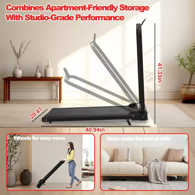 Whisen 2 in 1 Upgrade Foldable Treadmills, Home Exercise Equipment Treadmills, Under Desk Walking Pad with Handle Bar & Incline