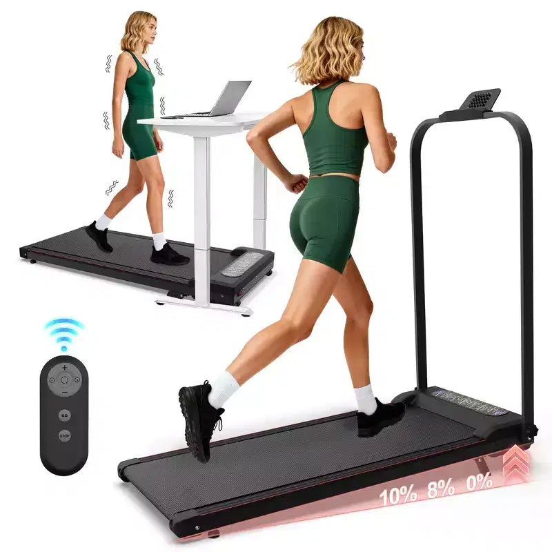 Whisen 2 in 1 Upgrade Foldable Treadmills, Home Exercise Equipment Treadmills, Under Desk Walking Pad with Handle Bar & Incline