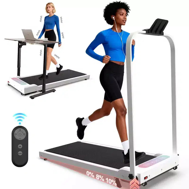 Whisen 2 in 1 Upgrade Foldable Treadmills, Home Exercise Equipment Treadmills, Under Desk Walking Pad with Handle Bar & Incline