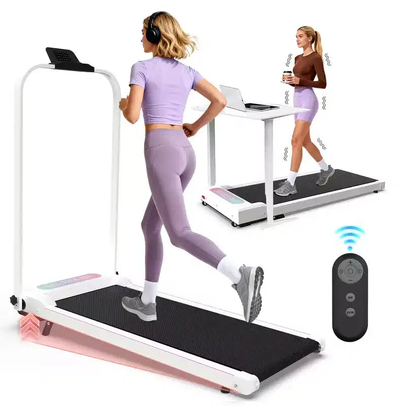 Whisen 2 in 1 Upgrade Foldable Treadmills, Home Exercise Equipment Treadmills, Under Desk Walking Pad with Handle Bar & Incline