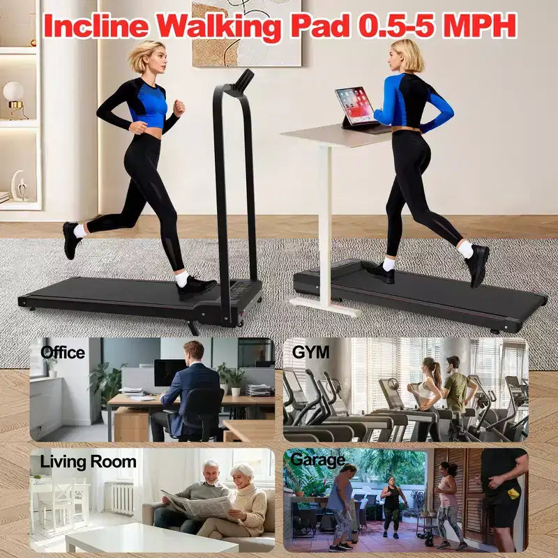 Whisen 2 in 1 Upgrade Foldable Treadmills, Home Exercise Equipment Treadmills, Under Desk Walking Pad with Handle Bar & Incline