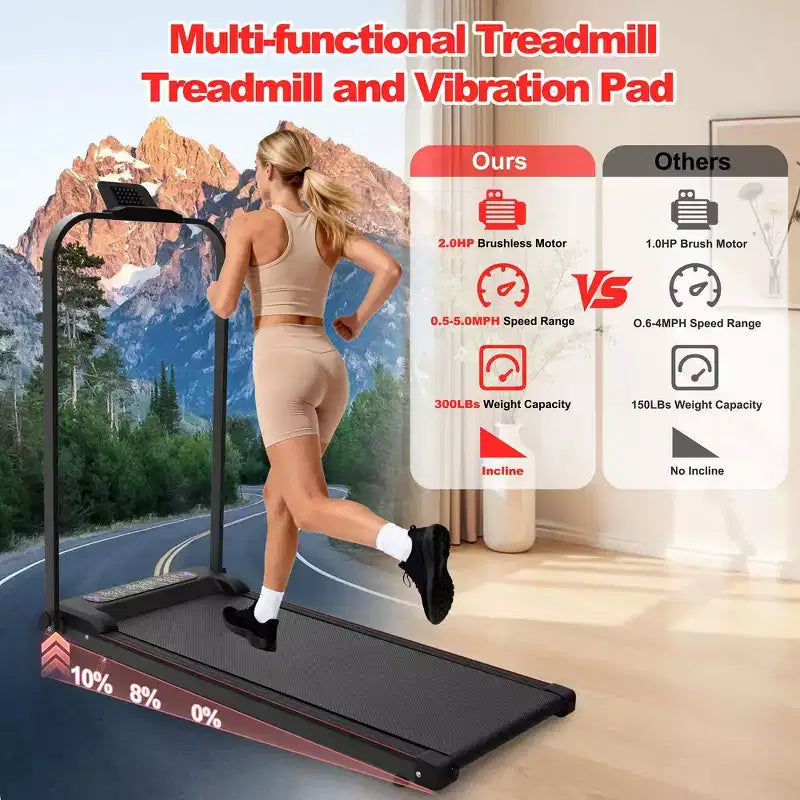 Whisen 2 in 1 Upgrade Foldable Treadmills, Home Exercise Equipment Treadmills, Under Desk Walking Pad with Handle Bar & Incline