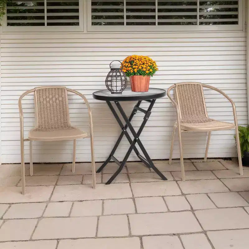 Karl Home PE Rattan Stackable Outdoor Dining Chairs Set Of 2