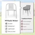 Karl Home PE Rattan Stackable Outdoor Dining Chairs Set Of 2