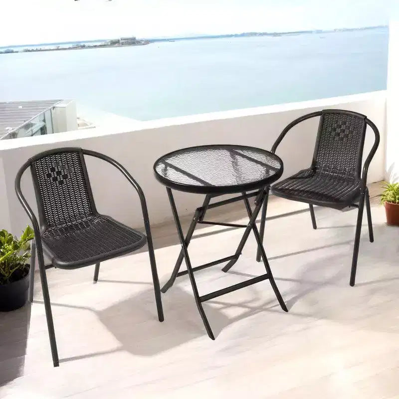 Karl Home PE Rattan Stackable Outdoor Dining Chairs Set Of 2