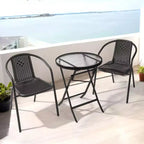 Karl Home PE Rattan Stackable Outdoor Dining Chairs Set Of 2