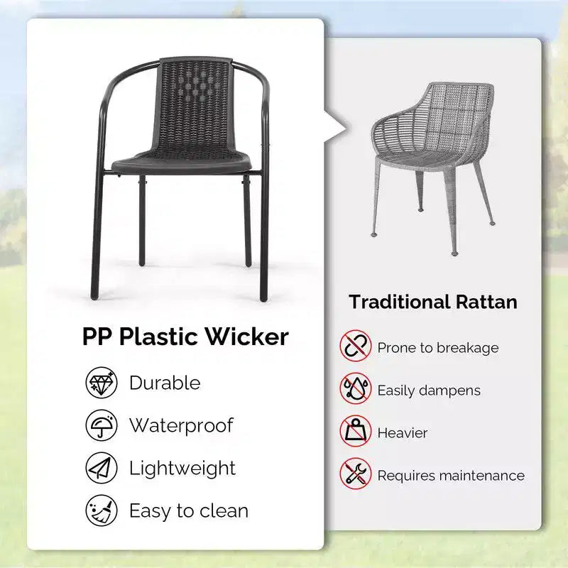 Karl Home PE Rattan Stackable Outdoor Dining Chairs Set Of 2