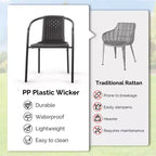 Karl Home PE Rattan Stackable Outdoor Dining Chairs Set Of 2