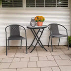 Karl Home PE Rattan Stackable Outdoor Dining Chairs Set Of 2