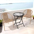 Karl Home PE Rattan Stackable Outdoor Dining Chairs Set Of 2