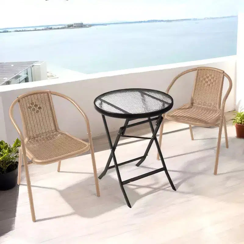 Karl Home PE Rattan Stackable Outdoor Dining Chairs Set Of 2