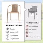 Karl Home PE Rattan Stackable Outdoor Dining Chairs Set Of 2
