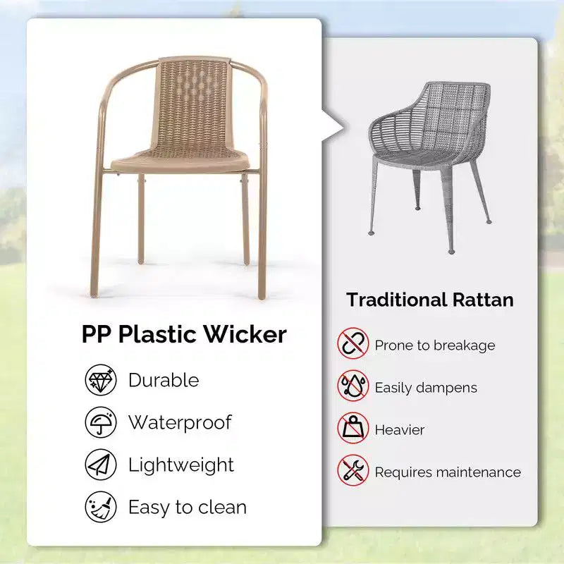 Karl Home PE Rattan Stackable Outdoor Dining Chairs Set Of 2