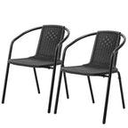Karl Home PE Rattan Stackable Outdoor Dining Chairs Set Of 2