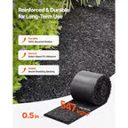 VEVOR Rubber Mulch Mat Roll, 2 Rolls 140 x 4.5 in, Recycled Rubber Permanent Mulch Edging Border, Natural-Looking Flower Barrier with Stakes, Black