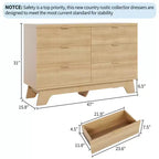Spacious Storage Solution - 6 Drawer Dresser for Bedroom - Wide Fluted Chest with Gold Handles - Modern Organizer & TV Stand - Natural Oak