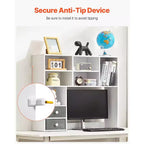 Desktop Bookshelf, 3-Tier Desktop Storage Organizer, 37 X 10 X 31.1 Office Storage Rack Wood Display Shelf