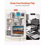 Desktop Bookshelf, 3-Tier Desktop Storage Organizer, 37 X 10 X 31.1 Office Storage Rack Wood Display Shelf