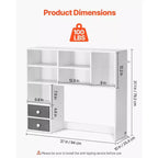 Desktop Bookshelf, 3-Tier Desktop Storage Organizer, 37 X 10 X 31.1 Office Storage Rack Wood Display Shelf