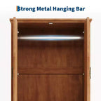 Spacious 71 V Shape Tall Wooden Armoire Wardrobe Closet  2 Doors & Drawers, Hanging Rod  Large Freestanding Storage Cabinetbrown
