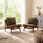 Christopher Knight Home Vista Accent Chair Mocha with Natural Wood Frame, Set of 2